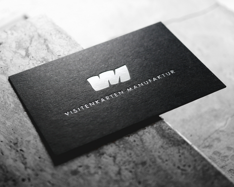 Edle Visitenkarten mir heissfolie geprät auf Colorplan Ebony Black heissfolie