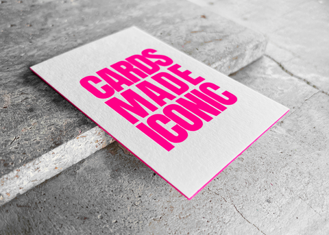 Hochwertige Visitenkarten auf Colorplan Pristine White mit Neon Prägung in Foilco NEON