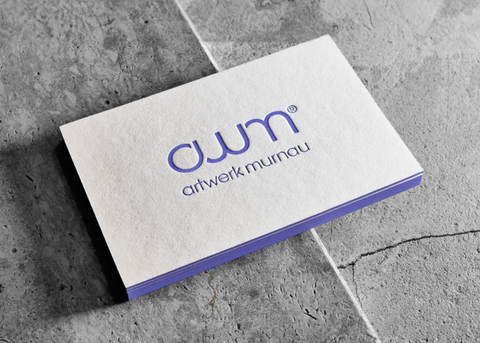 Schöne Visitenkarten mit Letterpress und Farbschnitt auf GMUND Cotton bei uns im Shop