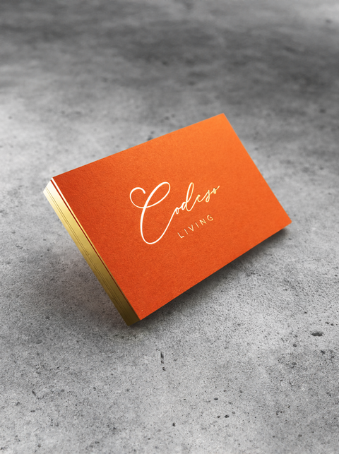 Visitenkarten mit Goldschnitt und Heissfolienprägung. Sehr hochwertigem Colorplan papier